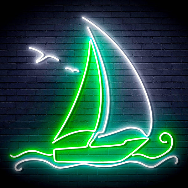 ADVPRO Windsurfing Yacht Ultra-Bright LED Neon Sign fn-i4087 - White & Green