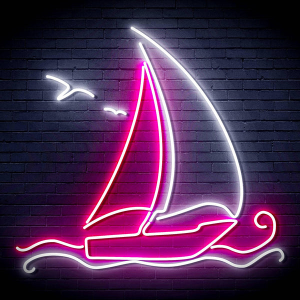 ADVPRO Windsurfing Yacht Ultra-Bright LED Neon Sign fn-i4087 - White & Pink