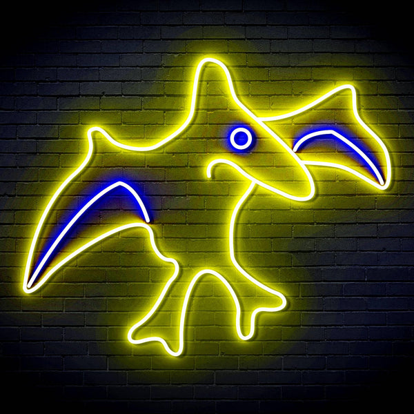 ADVPRO Pterodactyl Dinosaur Ultra-Bright LED Neon Sign fn-i4092 - Blue & Yellow