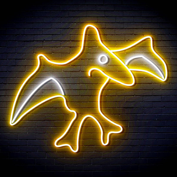 ADVPRO Pterodactyl Dinosaur Ultra-Bright LED Neon Sign fn-i4092 - White & Golden Yellow