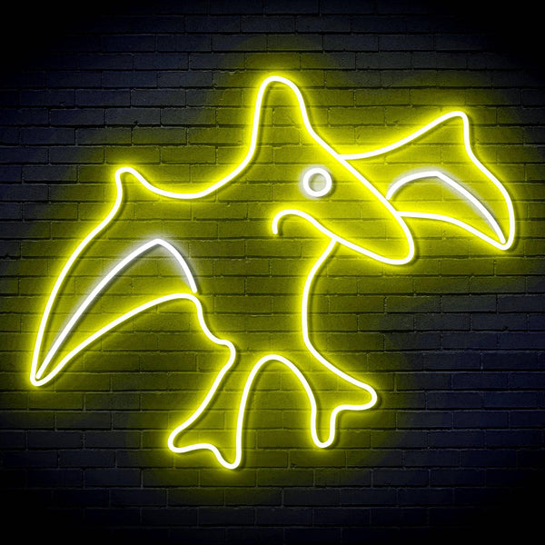 ADVPRO Pterodactyl Dinosaur Ultra-Bright LED Neon Sign fn-i4092 - White & Yellow