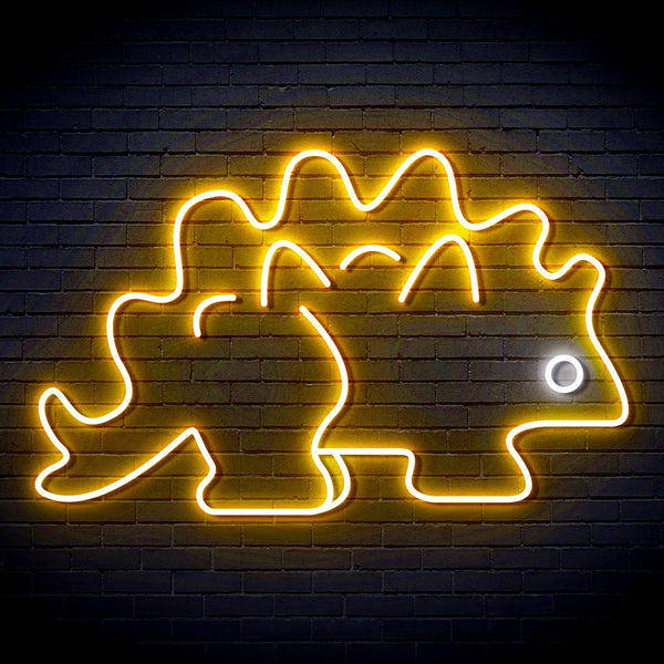 ADVPRO Stegosaurus Dinosaur Ultra-Bright LED Neon Sign fn-i4093 - White & Golden Yellow