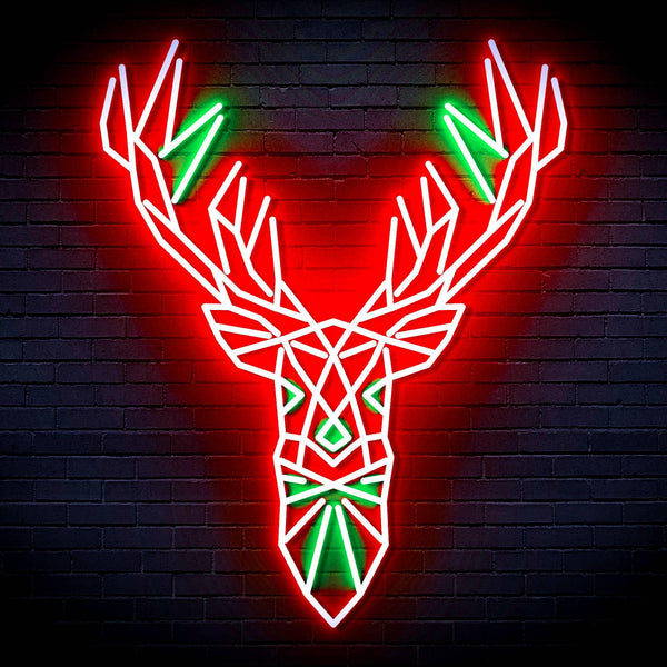 ADVPRO Origami Deer Head Face Ultra-Bright LED Neon Sign fn-i4094 - Green & Red