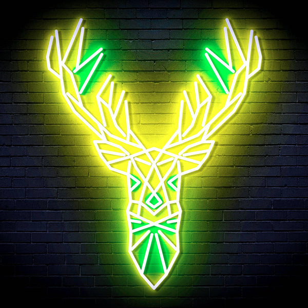 ADVPRO Origami Deer Head Face Ultra-Bright LED Neon Sign fn-i4094 - Green & Yellow