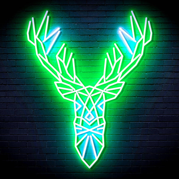 ADVPRO Origami Deer Head Face Ultra-Bright LED Neon Sign fn-i4094 - White & Green