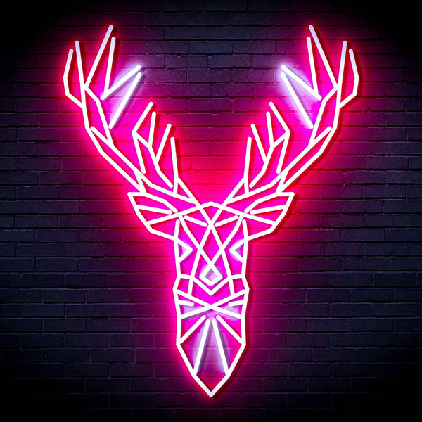 ADVPRO Origami Deer Head Face Ultra-Bright LED Neon Sign fn-i4094 - White & Pink