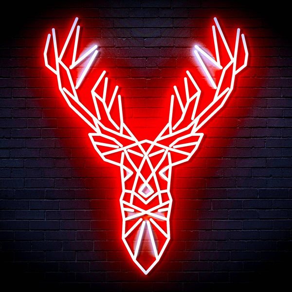 ADVPRO Origami Deer Head Face Ultra-Bright LED Neon Sign fn-i4094 - White & Red