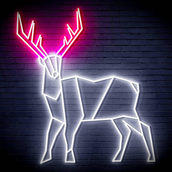 ADVPRO Origami Deer Ultra-Bright LED Neon Sign fn-i4097 - White & Pink