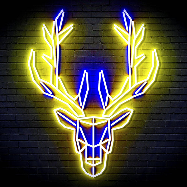 ADVPRO Origami Deer Head Face Ultra-Bright LED Neon Sign fn-i4101 - Blue & Yellow