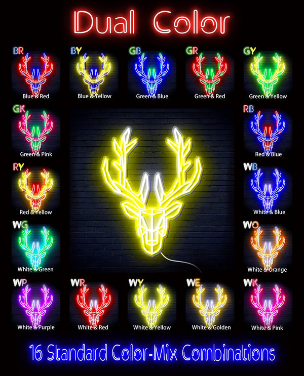 ADVPRO Origami Deer Head Face Ultra-Bright LED Neon Sign fn-i4101 - Dual-Color