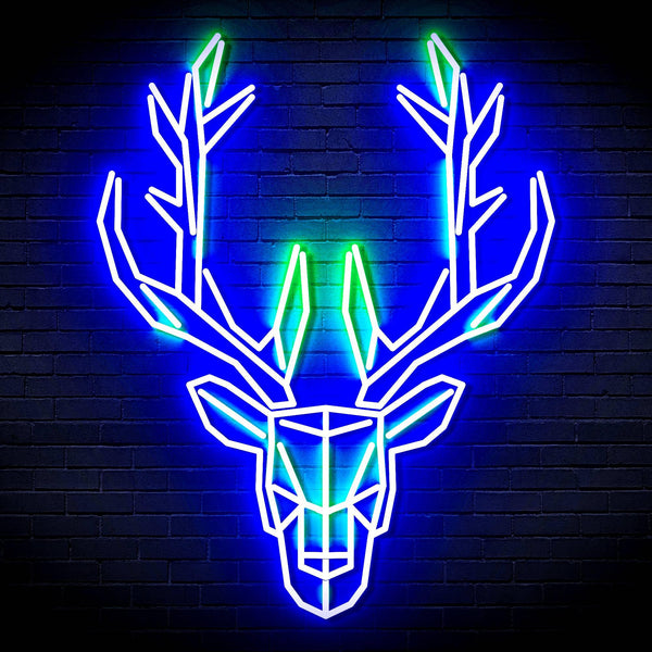 ADVPRO Origami Deer Head Face Ultra-Bright LED Neon Sign fn-i4101 - Green & Blue