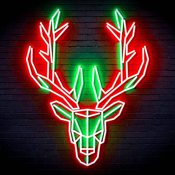 ADVPRO Origami Deer Head Face Ultra-Bright LED Neon Sign fn-i4101 - Green & Red