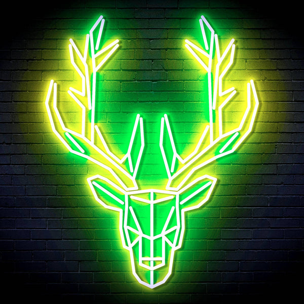 ADVPRO Origami Deer Head Face Ultra-Bright LED Neon Sign fn-i4101 - Green & Yellow