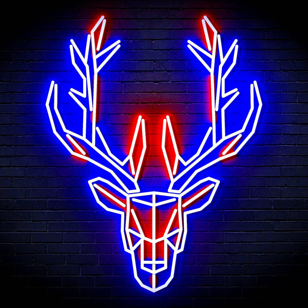 ADVPRO Origami Deer Head Face Ultra-Bright LED Neon Sign fn-i4101 - Red & Blue