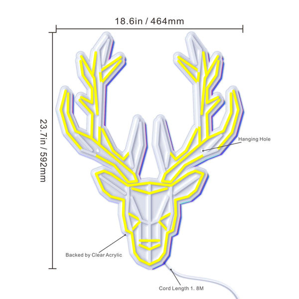 ADVPRO Origami Deer Head Face Ultra-Bright LED Neon Sign fn-i4101 - Size