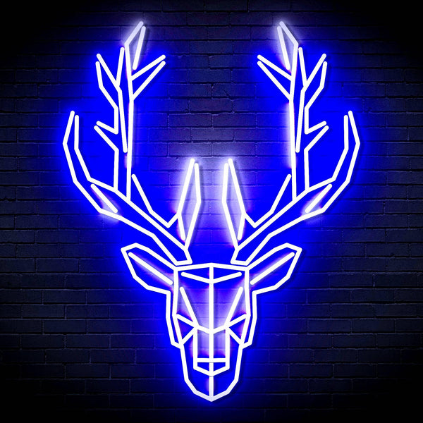 ADVPRO Origami Deer Head Face Ultra-Bright LED Neon Sign fn-i4101 - White & Blue