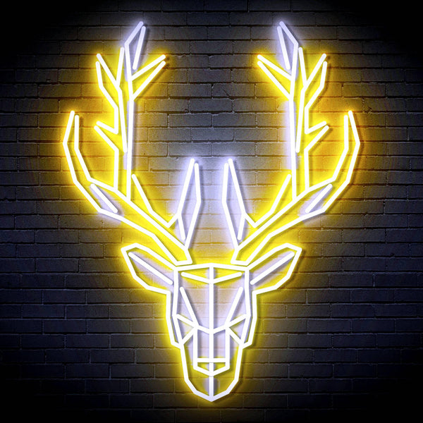 ADVPRO Origami Deer Head Face Ultra-Bright LED Neon Sign fn-i4101 - White & Golden Yellow