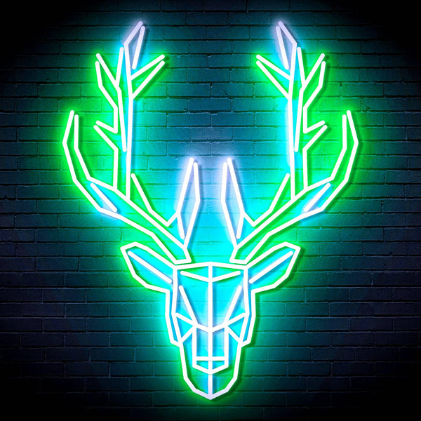 ADVPRO Origami Deer Head Face Ultra-Bright LED Neon Sign fn-i4101 - White & Green