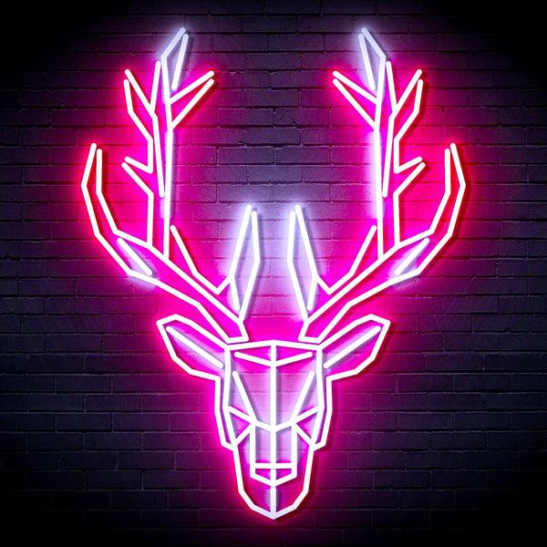 ADVPRO Origami Deer Head Face Ultra-Bright LED Neon Sign fn-i4101 - White & Pink