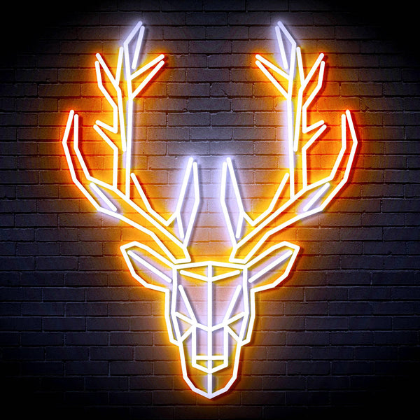 ADVPRO Origami Deer Head Face Ultra-Bright LED Neon Sign fn-i4101 - White & Orange