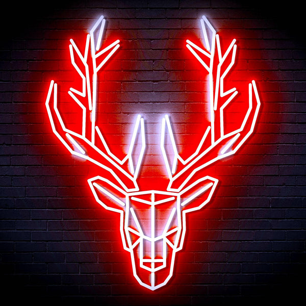 ADVPRO Origami Deer Head Face Ultra-Bright LED Neon Sign fn-i4101 - White & Red