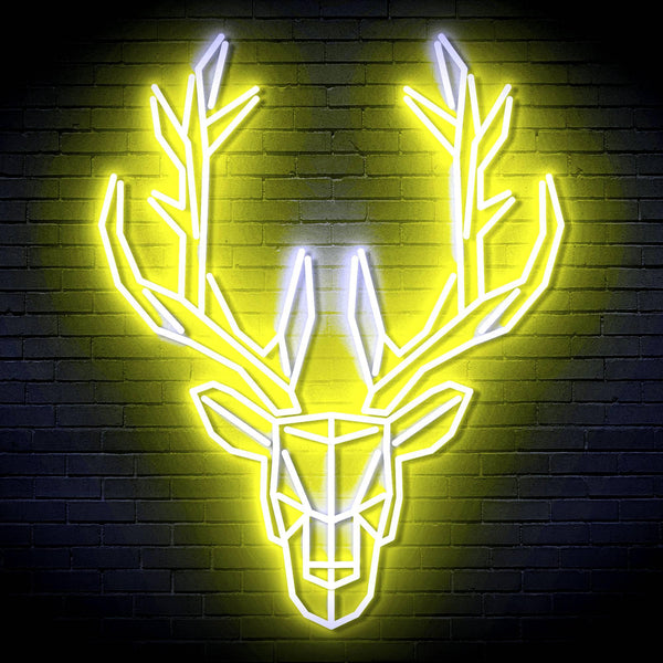 ADVPRO Origami Deer Head Face Ultra-Bright LED Neon Sign fn-i4101 - White & Yellow