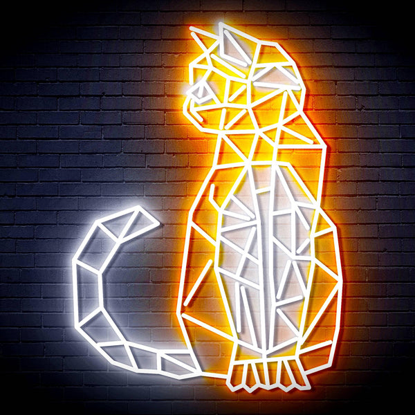 ADVPRO Origami Cat Ultra-Bright LED Neon Sign fn-i4102 - White & Orange