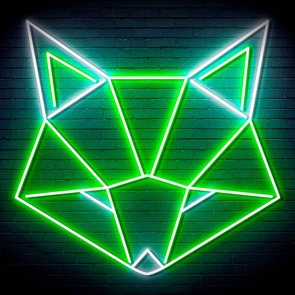 ADVPRO Origami Wolf Head Ultra-Bright LED Neon Sign fn-i4103 - White & Green