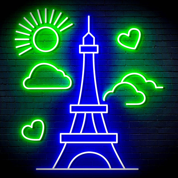 ADVPRO The Eiffel Tower Ultra-Bright LED Neon Sign fn-i4104 - Green & Blue