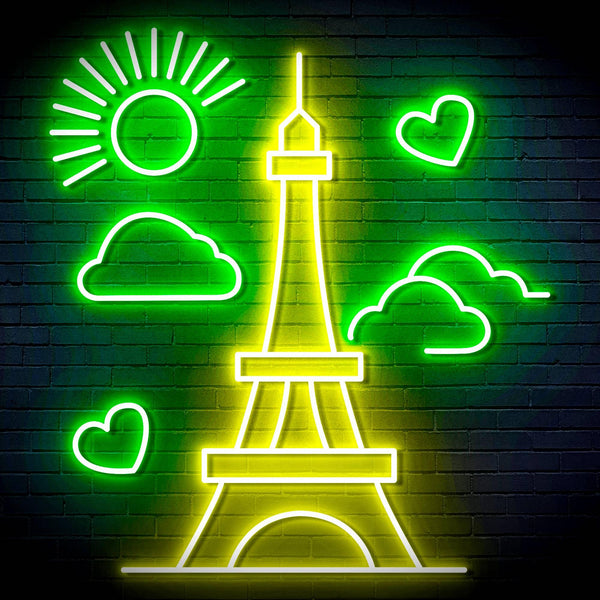 ADVPRO The Eiffel Tower Ultra-Bright LED Neon Sign fn-i4104 - Green & Yellow