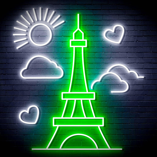 ADVPRO The Eiffel Tower Ultra-Bright LED Neon Sign fn-i4104 - White & Green