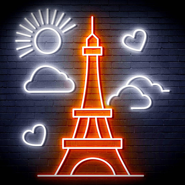 ADVPRO The Eiffel Tower Ultra-Bright LED Neon Sign fn-i4104 - White & Orange