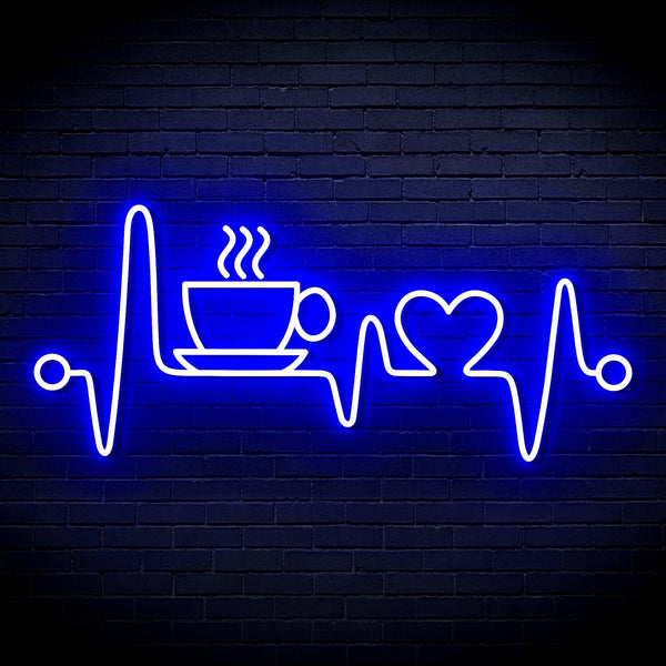 ADVPRO Heartbeat with Coffee and Heart Ultra-Bright LED Neon Sign fn-i4106 - Blue