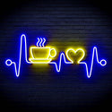 ADVPRO Heartbeat with Coffee and Heart Ultra-Bright LED Neon Sign fn-i4106 - Blue & Yellow