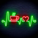 ADVPRO Heartbeat with Coffee and Heart Ultra-Bright LED Neon Sign fn-i4106 - Green & Red