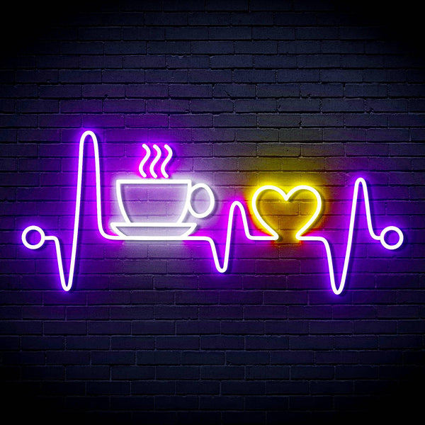 ADVPRO Heartbeat with Coffee and Heart Ultra-Bright LED Neon Sign fn-i4106 - Multi-Color 2