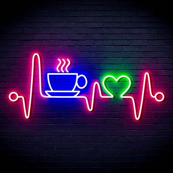 ADVPRO Heartbeat with Coffee and Heart Ultra-Bright LED Neon Sign fn-i4106 - Multi-Color 6
