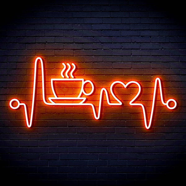 ADVPRO Heartbeat with Coffee and Heart Ultra-Bright LED Neon Sign fn-i4106 - Orange