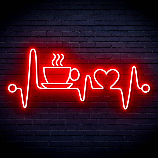 ADVPRO Heartbeat with Coffee and Heart Ultra-Bright LED Neon Sign fn-i4106 - Red