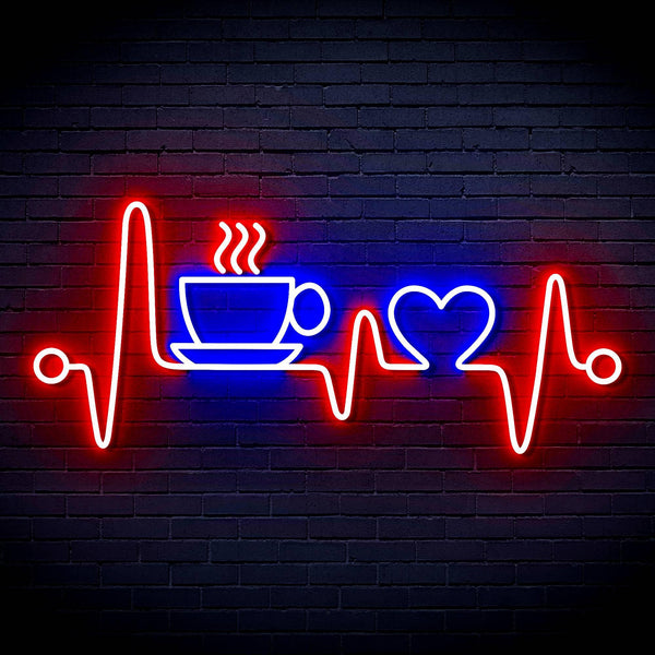 ADVPRO Heartbeat with Coffee and Heart Ultra-Bright LED Neon Sign fn-i4106 - Red & Blue