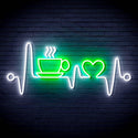 ADVPRO Heartbeat with Coffee and Heart Ultra-Bright LED Neon Sign fn-i4106 - White & Green