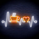 ADVPRO Heartbeat with Coffee and Heart Ultra-Bright LED Neon Sign fn-i4106 - White & Orange