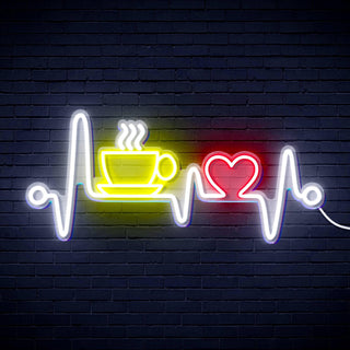 ADVPRO Heartbeat with Coffee and Heart Ultra-Bright LED Neon Sign fn-i4106