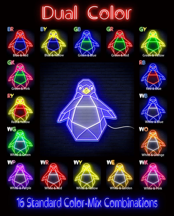 ADVPRO Origami Penguin Ultra-Bright LED Neon Sign fn-i4108 - Dual-Color