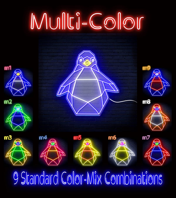 ADVPRO Origami Penguin Ultra-Bright LED Neon Sign fn-i4108 - Multi-Color