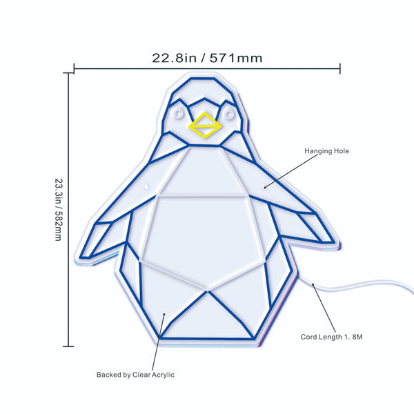 ADVPRO Origami Penguin Ultra-Bright LED Neon Sign fn-i4108 - Size