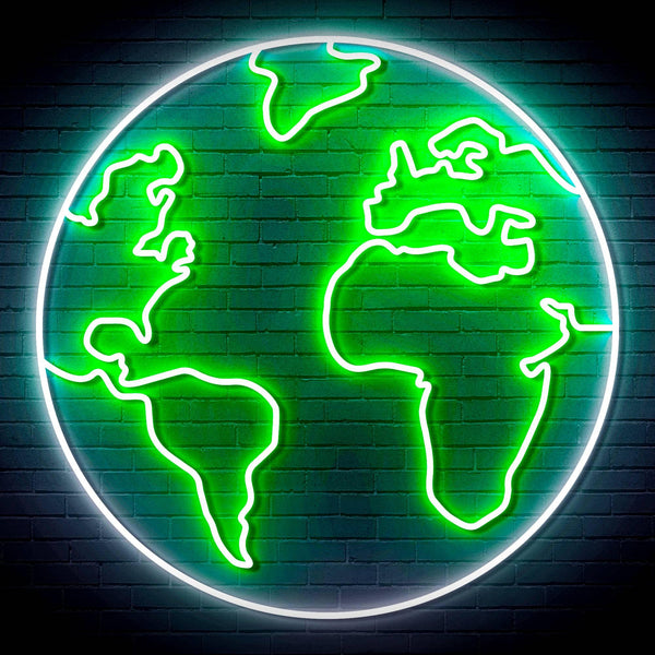 ADVPRO Earth Globe Ultra-Bright LED Neon Sign fn-i4110 - White & Green