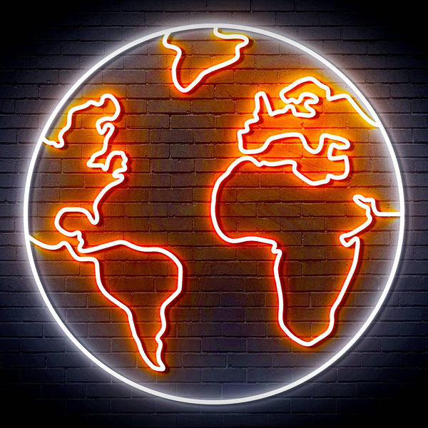 ADVPRO Earth Globe Ultra-Bright LED Neon Sign fn-i4110 - White & Orange