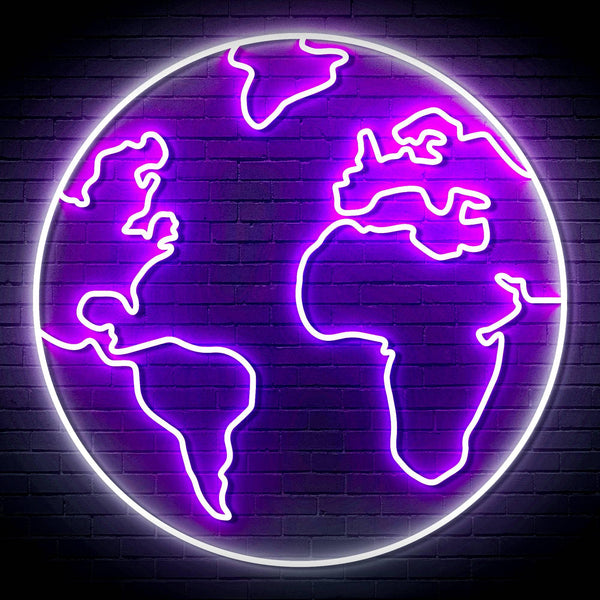 ADVPRO Earth Globe Ultra-Bright LED Neon Sign fn-i4110 - White & Purple