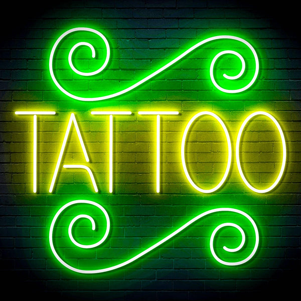 ADVPRO TATTOO Shop Signage Ultra-Bright LED Neon Sign fn-i4111 - Green & Yellow